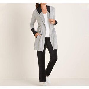 Chicos Zenergy Gray & Black Hooded Open Front Cardigan‎ Jacket Women’s 3, 16-18